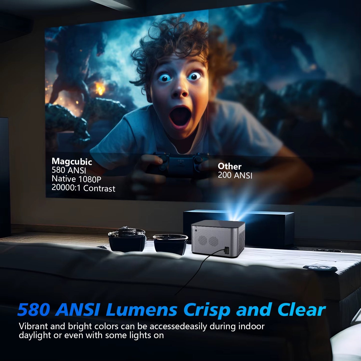 Experience Home Cinema Like Never Before with the Android 11 4K Smart Projector 1920x1080P Full HD,